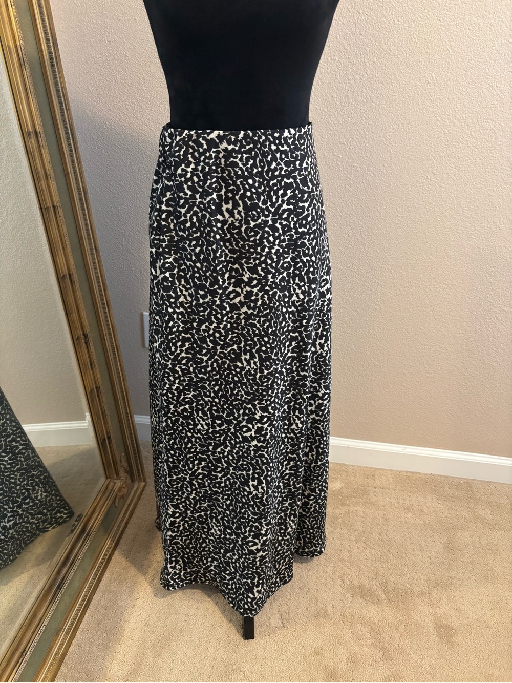 Women's Maxi Slip A-Line Skirt - A New Day™ Cream Leopard Print Size M